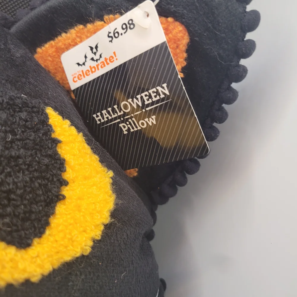 Halloween Cat Pillow - Black and Orange